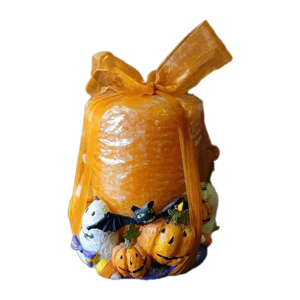Halloween Resin Pillar Candle Holder‎ With Candle Pumpkins #117B5
